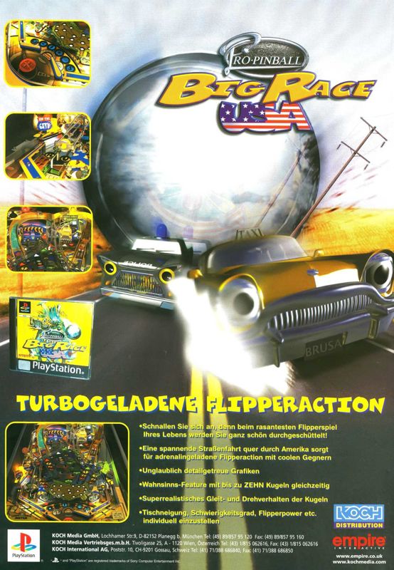 Pro Pinball: Big Race USA Magazine Advertisement (Magazine Advertisements): Mega Fun (Germany), Issue 05/1999