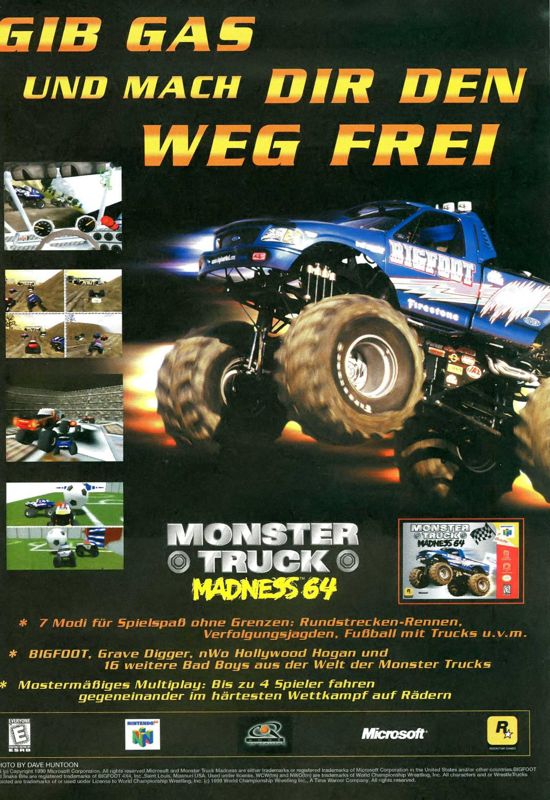 Monster Truck Madness 64 Magazine Advertisement (Magazine Advertisements): Mega Fun (Germany), Issue 12/1999