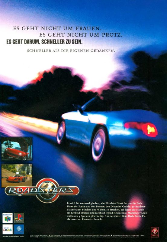 Roadsters Magazine Advertisement (Magazine Advertisements): Mega Fun (Germany), Issue 02/2000