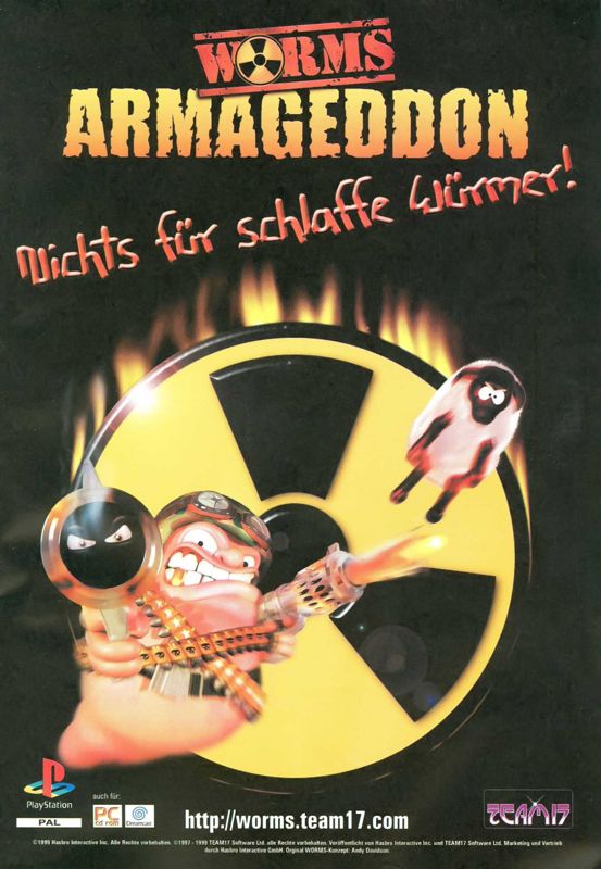Worms: Armageddon Magazine Advertisement (Magazine Advertisements): Mega Fun (Germany), Issue 12/1999