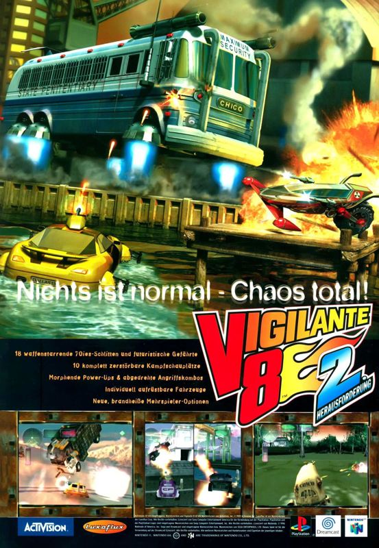 Vigilante 8: 2nd Offense Magazine Advertisement (Magazine Advertisements):<br> Mega Fun (Germany), Issue 02/2000