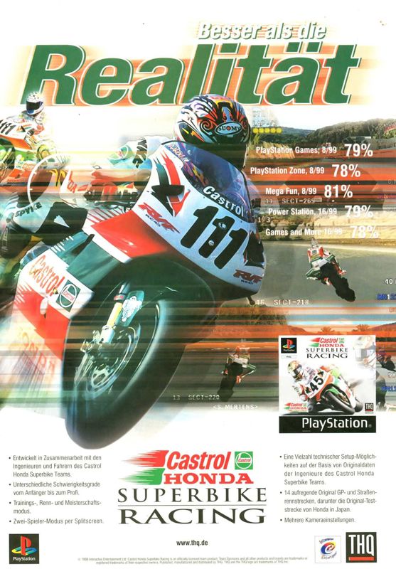 Castrol Honda Superbike Racing Magazine Advertisement (Magazine Advertisements): Mega Fun (Germany), Issue 10/1999