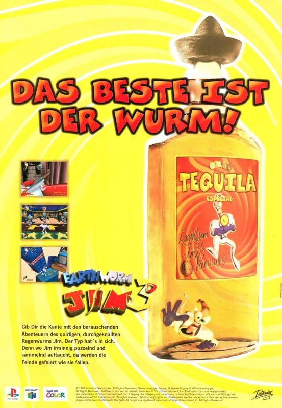Earthworm Jim 3D Magazine Advertisement (Magazine Advertisements): Mega Fun (Germany), Issue 02/2000