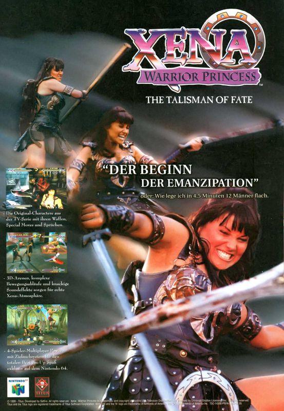 Xena: Warrior Princess - The Talisman of Fate Magazine Advertisement (Magazine Advertisements): Mega Fun (Germany), Issue 02/2000