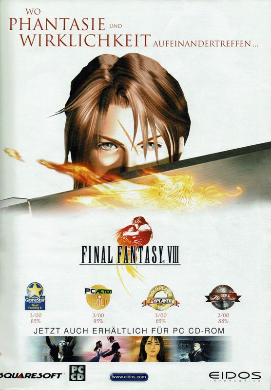 Final Fantasy VIII Magazine Advertisement (Magazine Advertisements): PC Player (Germany), Issue 04/2000