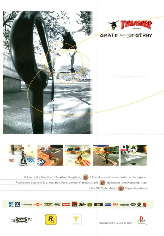 Thrasher Presents Skate and Destroy Magazine Advertisement (Magazine Advertisements): Mega Fun (Germany), Issue 01/2000