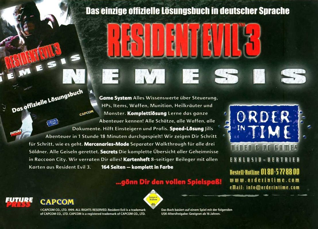 Resident Evil 3: Nemesis Magazine Advertisement (Magazine Advertisements): Mega Fun (Germany), Issue 04/2000