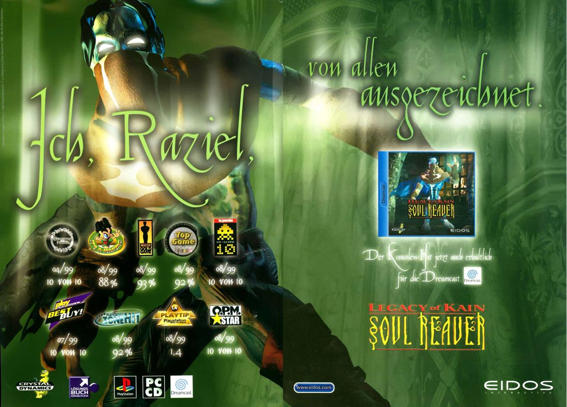 Legacy of Kain: Soul Reaver Magazine Advertisement (Magazine Advertisements): Mega Fun (Germany), Issue 04/2000