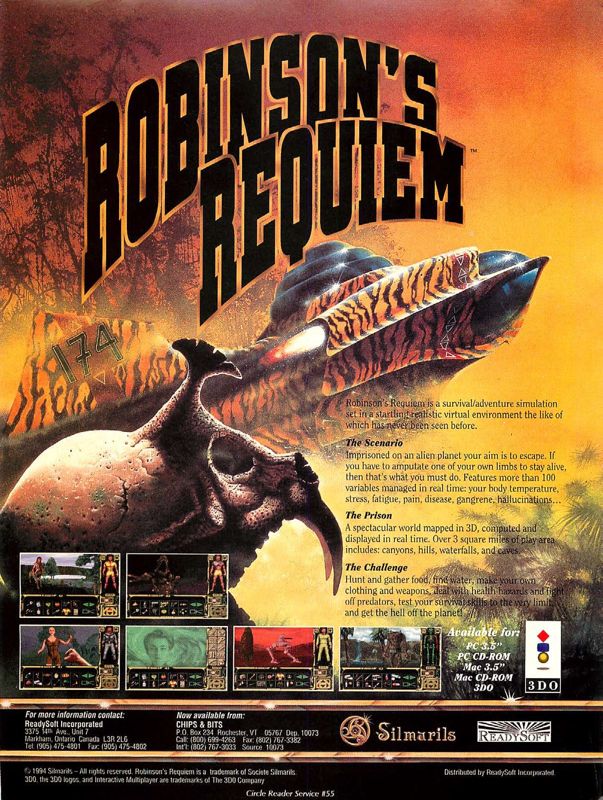 Robinson's Requiem Magazine Advertisement (Magazine Advertisements): Computer Gaming World (US), Issue 07/1994