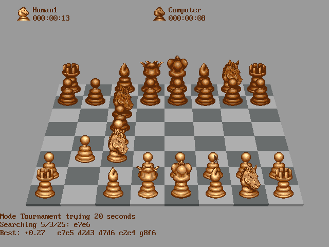 Complete Chess System (DOS) screenshot: 3D Board (VGA).