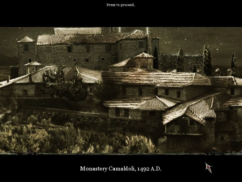 Borgia (Windows) screenshot: The game starts at the monastery Camaldoli
