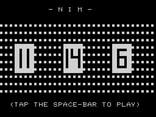 Nim (TRS-80) screenshot: Title Screen