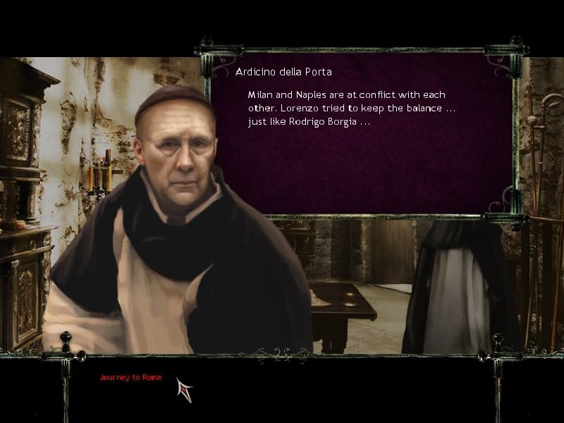 Borgia (Windows) screenshot: Talking to Ardicino della Porta