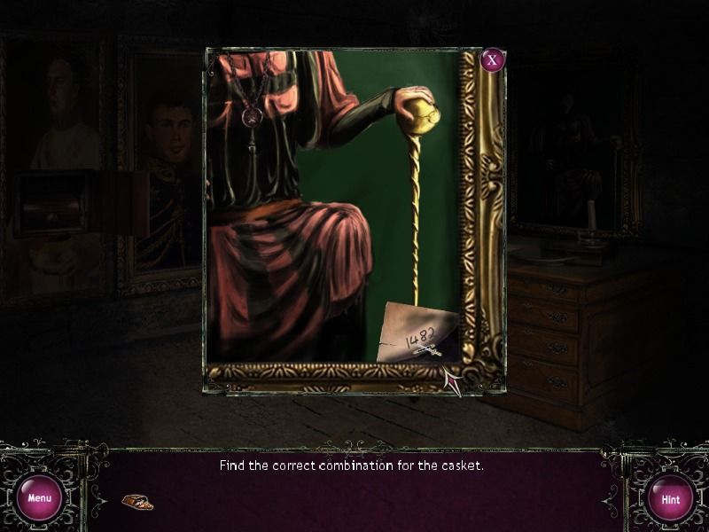 Borgia (Windows) screenshot: There's a code in the corner of this portrait