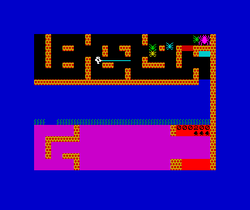 Styx (ZX Spectrum) screenshot: Using the laser