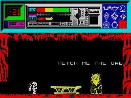 Universal Hero (ZX Spectrum) screenshot: This person wants the orb from me.