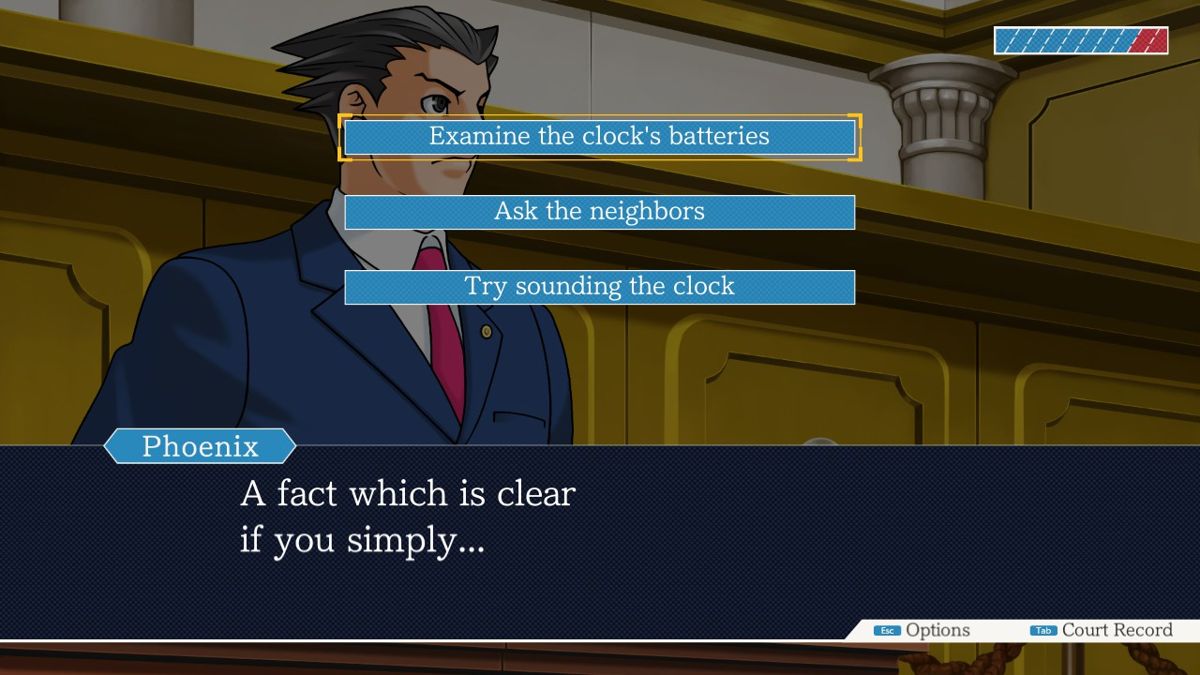 Phoenix Wright: Ace Attorney Trilogy (Windows) screenshot: Phoenix Wright 1 Choose wisely to make progress in the case
