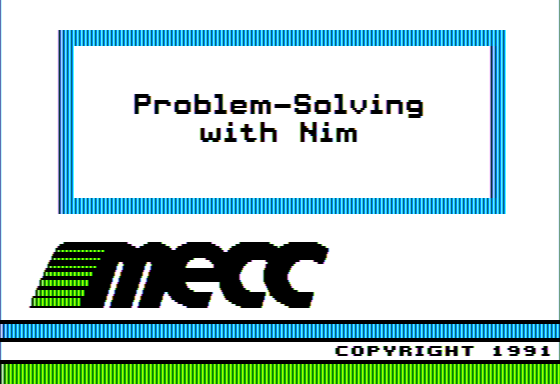 Problem-Solving With Nim (Apple II) screenshot: Title Screen
