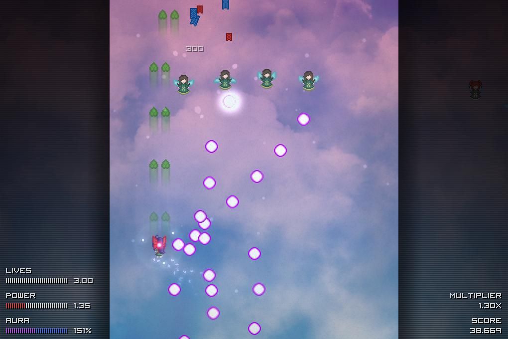 Jigoku Kisetsukan (Windows) screenshot: Several bullets to dodge.