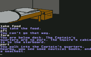 Treasure Island (Commodore 64) screenshot: Cabin.
