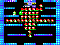 Bubble Bobble (SEGA Master System) screenshot: Get the flowers before time runs out