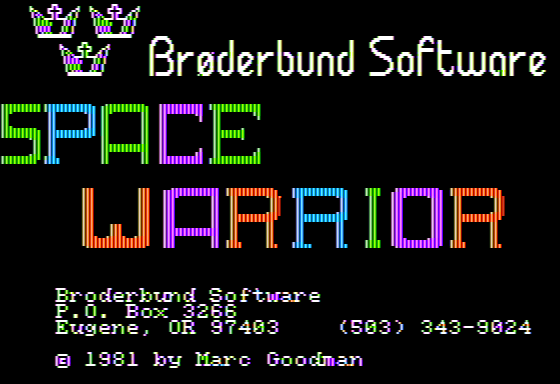 Space Warrior (Apple II) screenshot: Title Screen