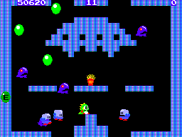 Bubble Bobble (SEGA Master System) screenshot: Look, you can get some french fries from McDonalds