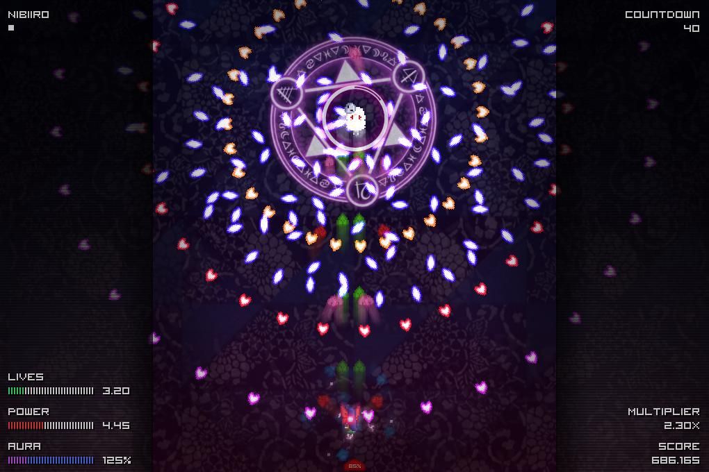 Jigoku Kisetsukan (Windows) screenshot: Hearts bullets