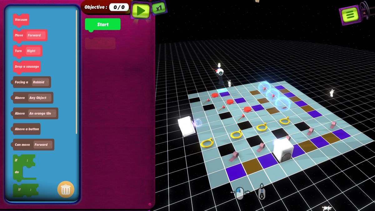 Rabbids: Coding! (Windows) screenshot: With a certain number of stars collected you unlock the sandbox level.