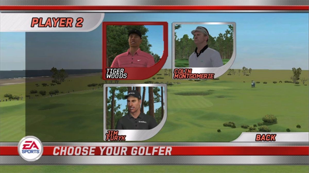 Tiger Woods PGA Tour (DVD Player) screenshot: This is the screen where players choose their on-screen golfer. John Daly has already been selected
