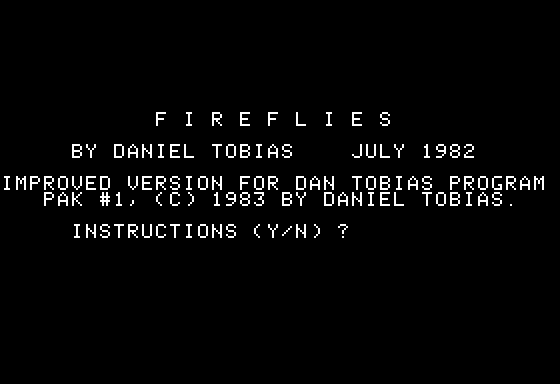 Fireflies (Apple II) screenshot: Title Screen