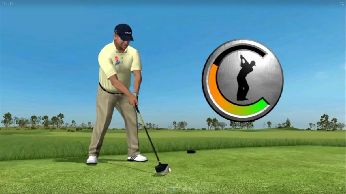 Tiger Woods PGA Tour (DVD Player) screenshot: Taking the shot uses the power meter and a different point of view