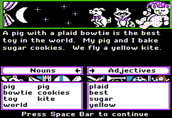 Grammar Toy Shop (Apple II) screenshot: Toy Wishes