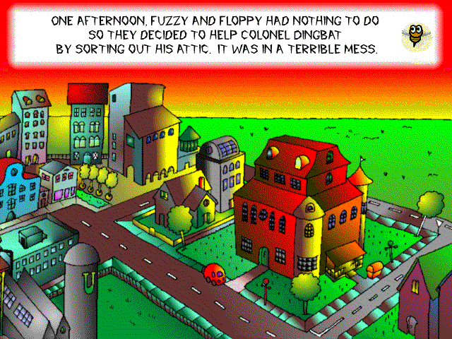 Fuzzy & Floppy: The Adventure of the Golden Bee (Windows 3.x) screenshot: Introduction sequence