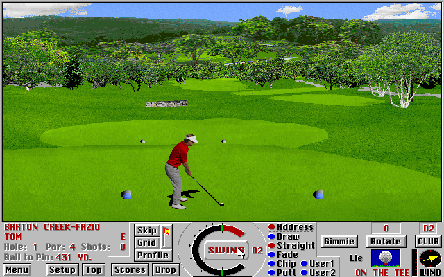 Links: Championship Course - Barton Creek (DOS) screenshot: The first tee (Links 386 SVGA version)