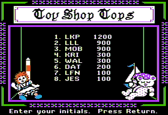 Grammar Toy Shop (Apple II) screenshot: High Score