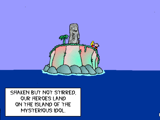 Fuzzy & Floppy: The Adventure of the Golden Bee (Windows 3.x) screenshot: Stranded on a remote island