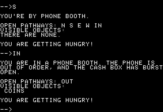 Planet of the Robots (Apple II) screenshot: I am Getting Hungry