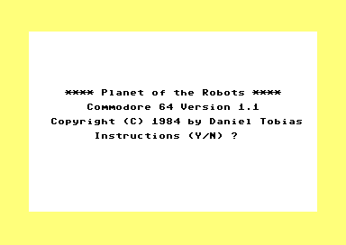 Planet of the Robots (Commodore 64) screenshot: Title Screen