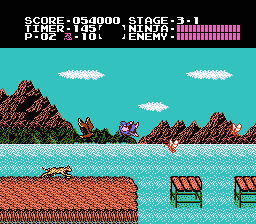 Ninja Gaiden (NES) screenshot: More action in stage 3-1