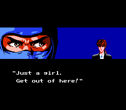 Ninja Gaiden (NES) screenshot: First meet with strange girl