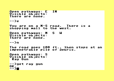 Planet of the Robots (Commodore 64) screenshot: Acquiring a Ray Gun