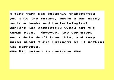 Planet of the Robots (Commodore 64) screenshot: Introduction