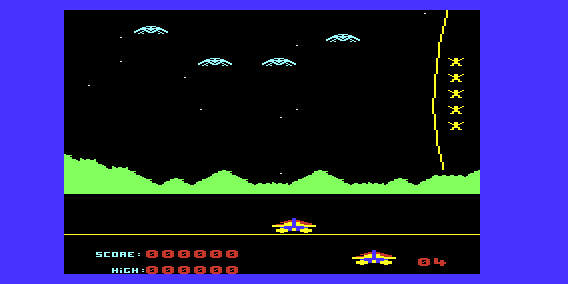Galactic Abductors (VIC-20) screenshot: Starting a new game