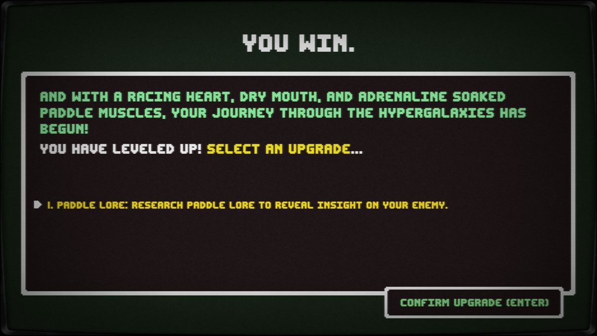 Hypergalactic Psychic Table Tennis 3000 (Windows) screenshot: After winning matches upgrades are offered.