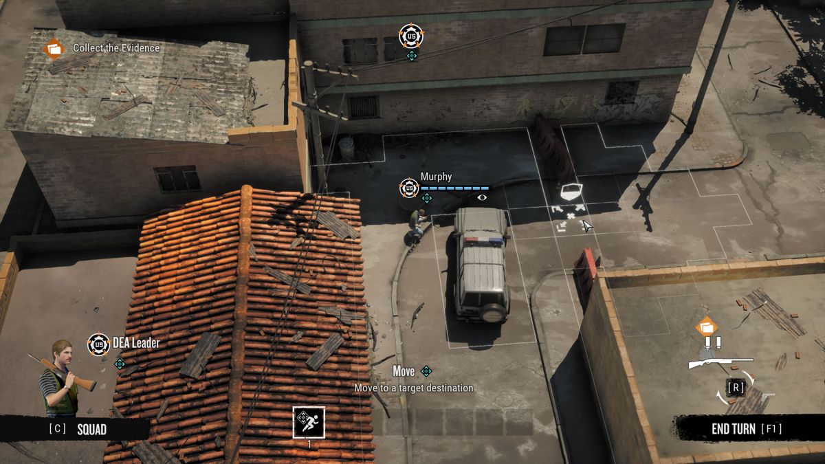Narcos: Rise of the Cartels (Windows) screenshot: Start of the tutorial mission playing as the DEA.