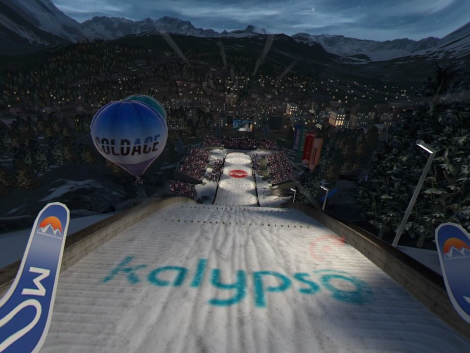 Ski Jumping Pro VR (PlayStation 4) screenshot: Jumping over Engelberg