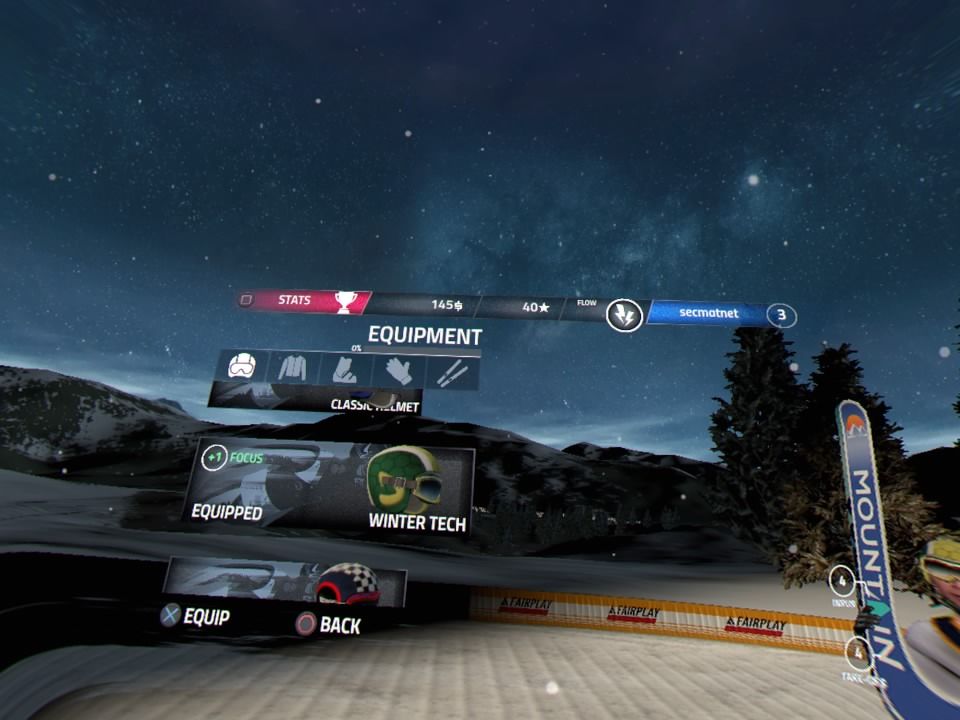 Ski Jumping Pro VR (PlayStation 4) screenshot: Equipment store