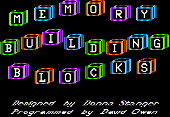 Memory Building Blocks (Apple II) screenshot: Title Screen