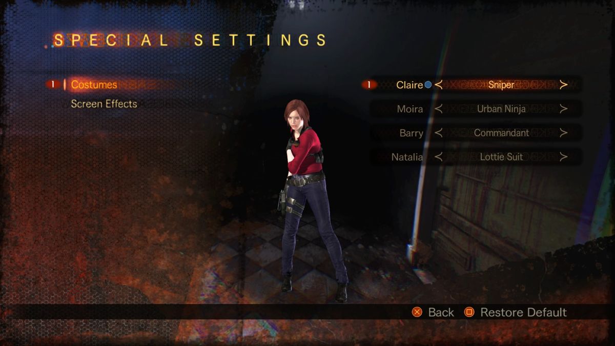 Resident Evil: Revelations 2 (PlayStation 4) screenshot: Character costumes can be changed for campaign mode